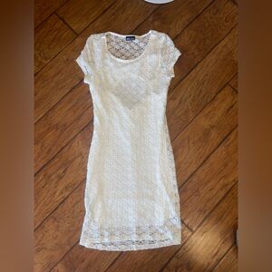 Wet Seal Cream Sheath Mini Dress Scoop Neck Short Sleeve